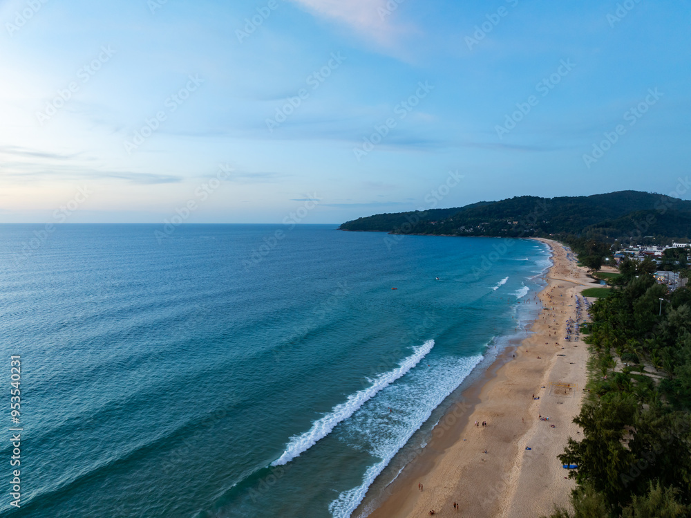 Drone view Beautiful sea in high season at Phuket Thailand Drone view Beautiful sea in high season at Phuket Thailand