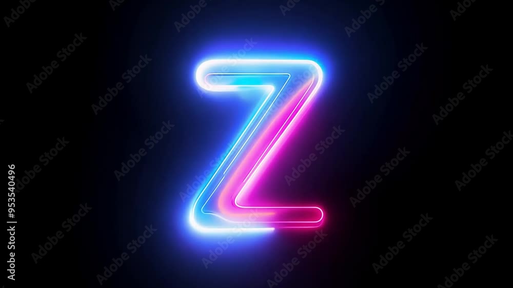 Neon Light Character Z Glowing in Vibrant Colors at Night Generative AI Neon Light Character Z Glowing in Vibrant Colors at Night Generative AI