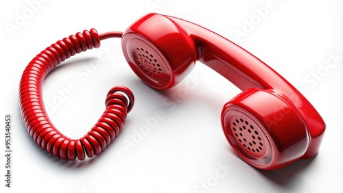 Red, retro telephone handset isolated on background, vintage, communication, technology, handset, telephone