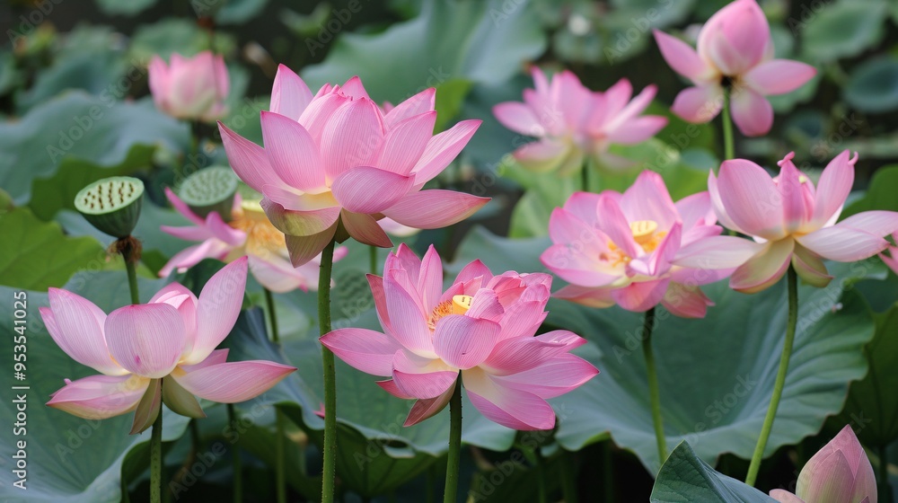 Lotus flower blooming in the pond. Nature background. Lotus flower blooming in the pond. Nature background.