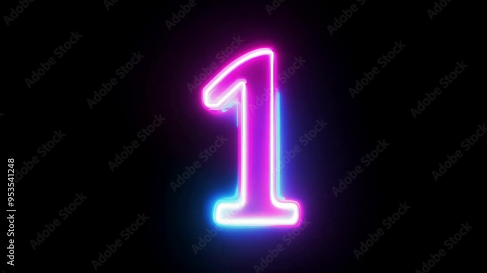 Neon Light Character Number One Glowing in Vibrant Colors at Night Generative AI Neon Light Character Number One Glowing in Vibrant Colors at Night Generative AI