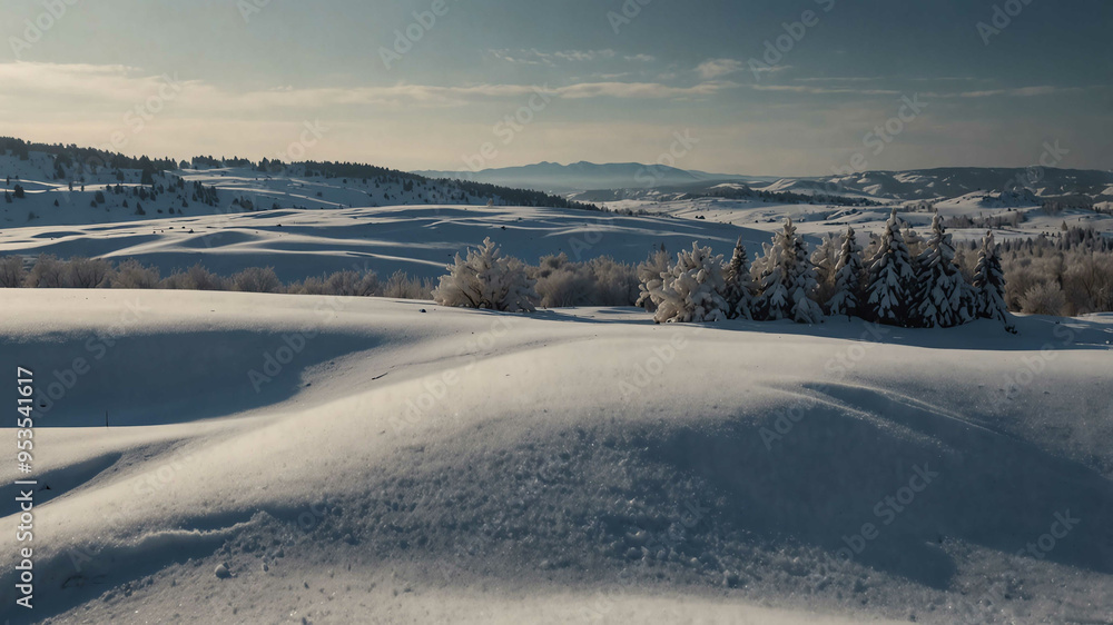 Blankets of snow on winter landscape background Blankets of snow on winter landscape background