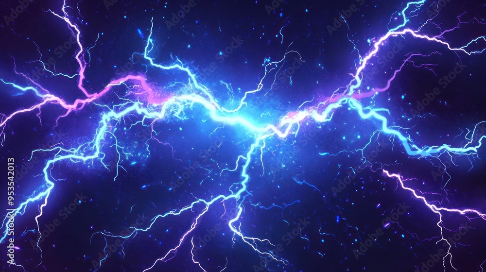 Abstract Lightning Bolts in Purple and Blue Hues Abstract Lightning Bolts in Purple and Blue Hues