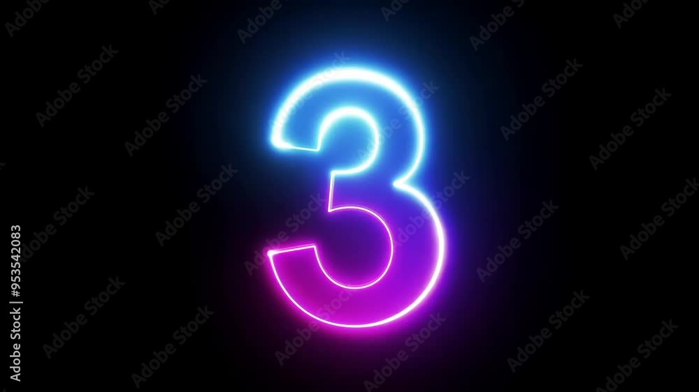 Neon Light Character Number Three Glowing Brightly in the Dark Generative AI Neon Light Character Number Three Glowing Brightly in the Dark Generative AI