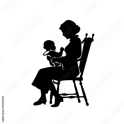  vector silhouette of a Babysitter