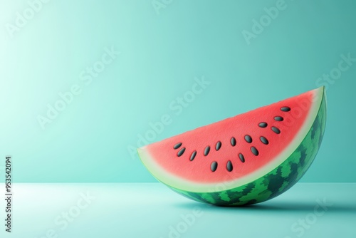 A watermelon slice is shown on a background