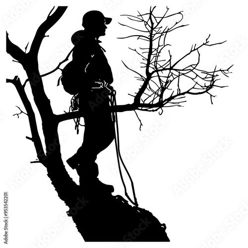 vector silhouette of a Arborist