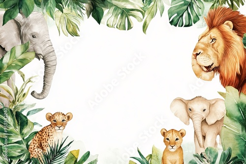 Fototapeta Naklejka Na Ścianę i Meble -  Jungle themed invitation template