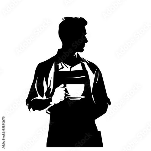 vector silhouette of a bartender