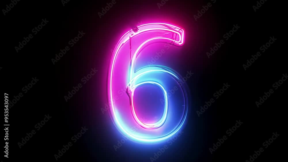 Neon Light Character Number Six Glowing Brightly in Dark Backdrop Generative AI Neon Light Character Number Six Glowing Brightly in Dark Backdrop Generative AI