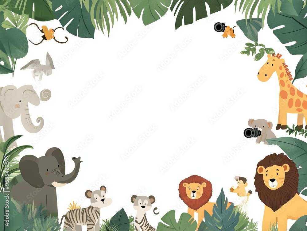 Naklejka premium Jungle themed invitation template