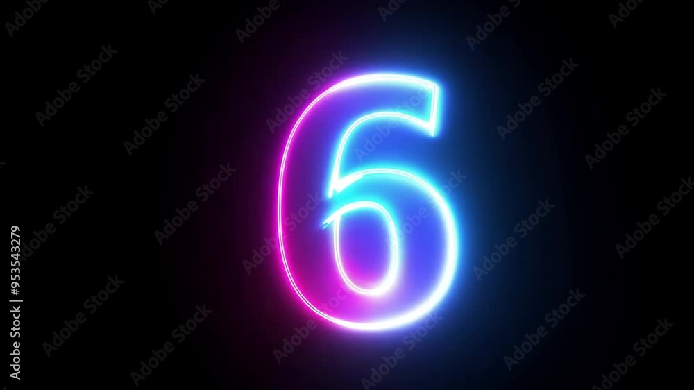 Vibrant Neon Light Character 6 Glowing in Shades of Pink and Blue Generative AI Vibrant Neon Light Character 6 Glowing in Shades of Pink and Blue Generative AI