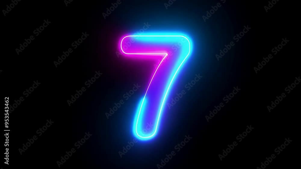 Neon Light Number Seven Glowing in Vibrant Blue and Pink Colors Generative AI Neon Light Number Seven Glowing in Vibrant Blue and Pink Colors Generative AI