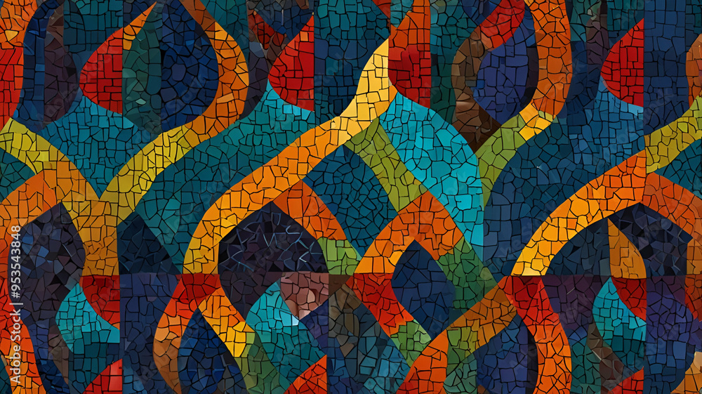 A colorful mosaic pattern with intricate, interlocking shapes and bright, contrasting hues creating a dynamic visual. Background A colorful mosaic pattern with intricate, interlocking shapes and bright, contrasting hues creating a dynamic visual. Background