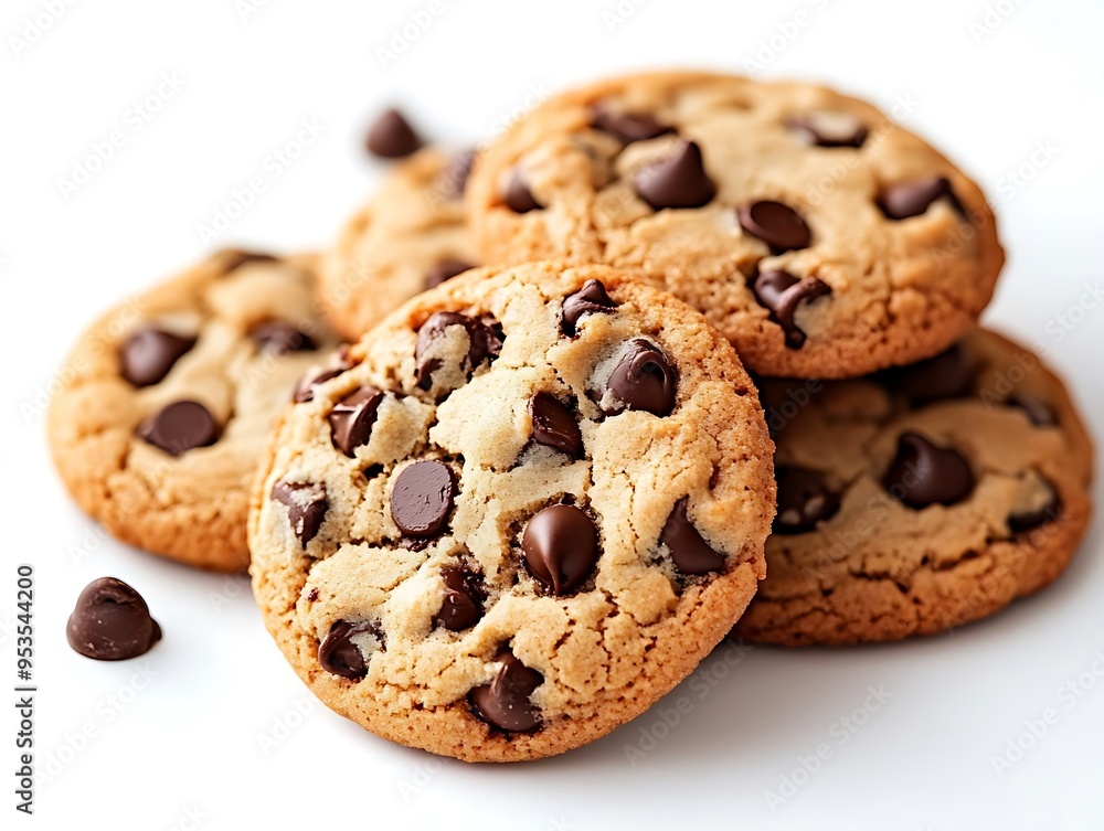 Closeup of a Stack of Freshly Baked Chocolate Chip Cookies - Photo Closeup of a Stack of Freshly Baked Chocolate Chip Cookies - Photo