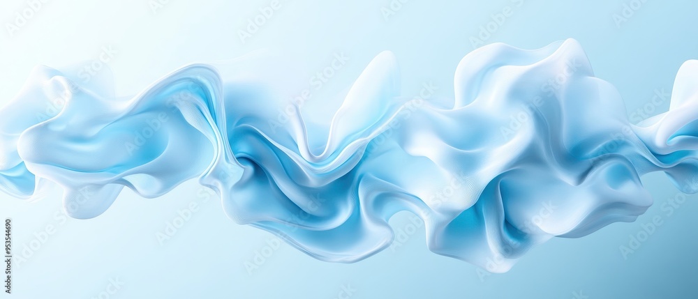 A flowing wave of soft blue fabric, evoking elegance and tranquility in a serene environment. A flowing wave of soft blue fabric, evoking elegance and tranquility in a serene environment.