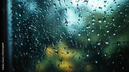 closeup windows with rain drop water photo