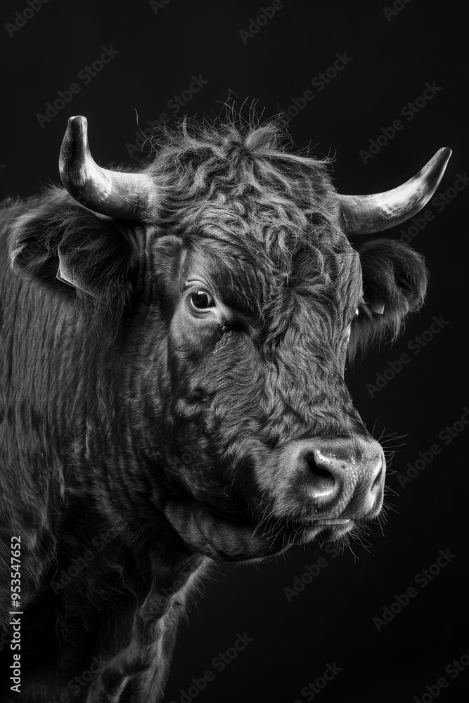 portrait studio photograph of bull black and white portrait studio photograph of bull black and white