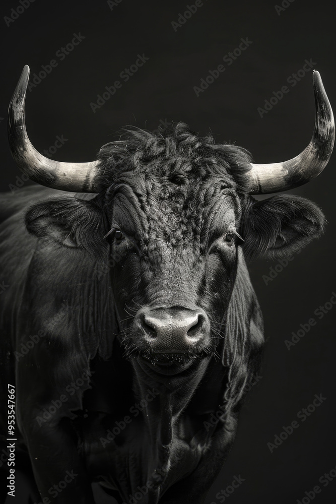 portrait studio photograph of bull black and white portrait studio photograph of bull black and white