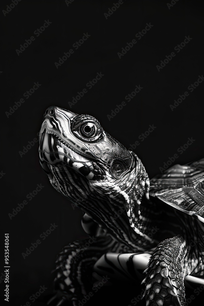 portrait studio photograph of box turtle black and white portrait studio photograph of box turtle black and white