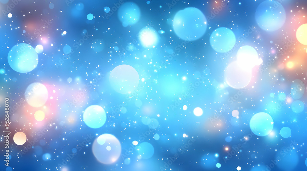 Obraz premium Abstract Blue Bokeh Background with Sparkle Lights