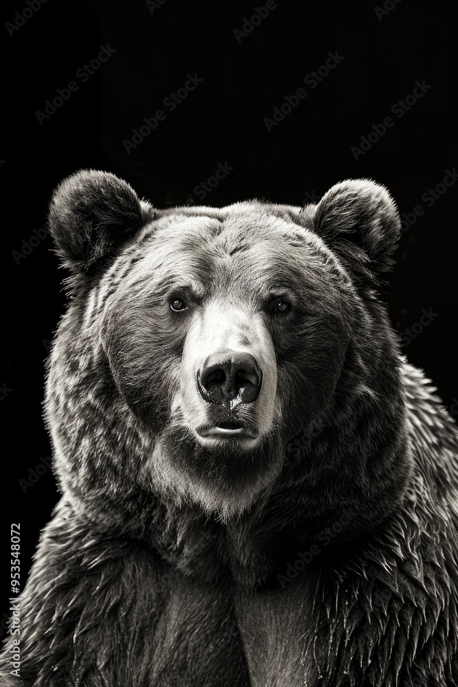 portrait studio photograph of brown bear black and white portrait studio photograph of brown bear black and white