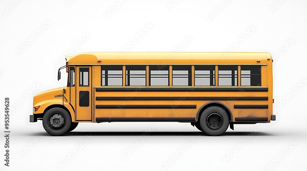 Yellow School Bus 3D Model Side View Yellow School Bus 3D Model Side View