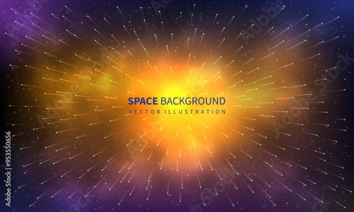 Sky galaxy cloud nebula stars big bang universe milky way cosmos vector