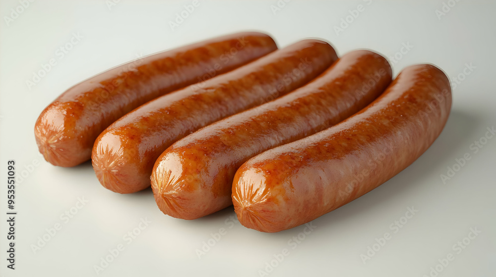 Four Grilled Sausages on White Background Four Grilled Sausages on White Background