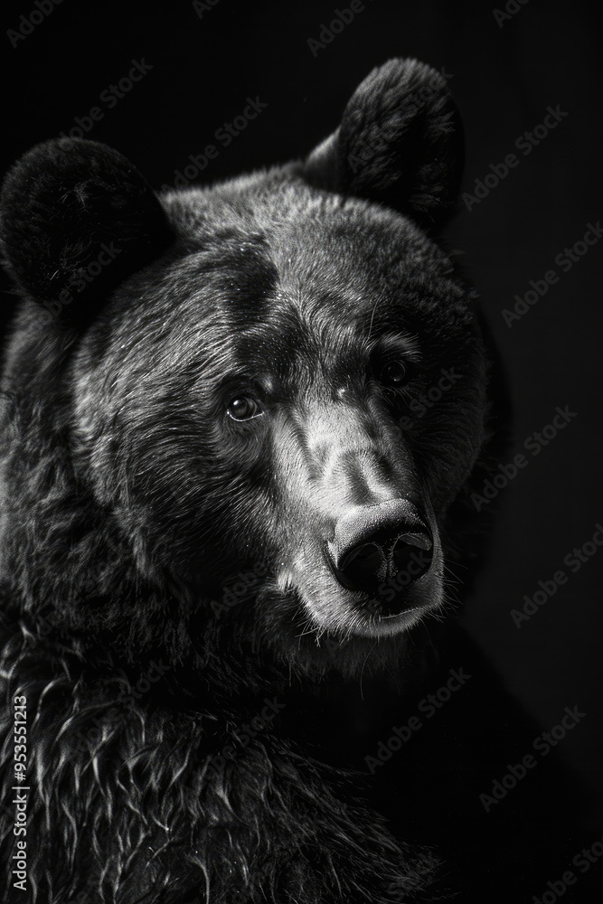 portrait studio photograph of bear black and white portrait studio photograph of bear black and white