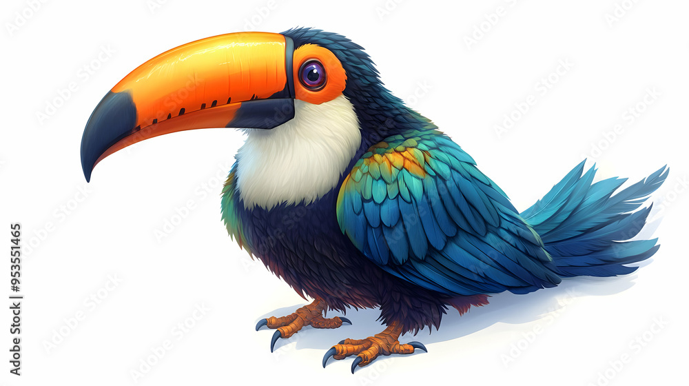 Colorful Toucan Bird with Large Beak Isolated on White Background Colorful Toucan Bird with Large Beak Isolated on White Background