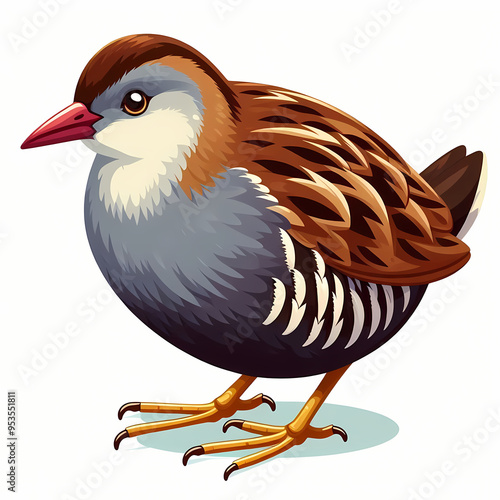 Crake  bird against white background  photo