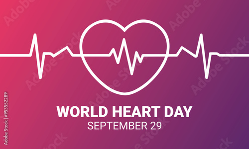 World Heart Day, World heart day observed on September 29. Vector template for banner, greeting card, poster with background. Vector illustration.