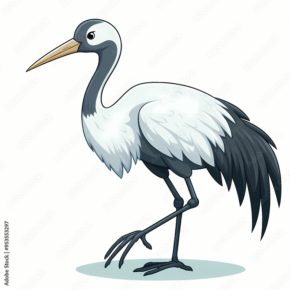 Obraz premium Crane bird against white background 