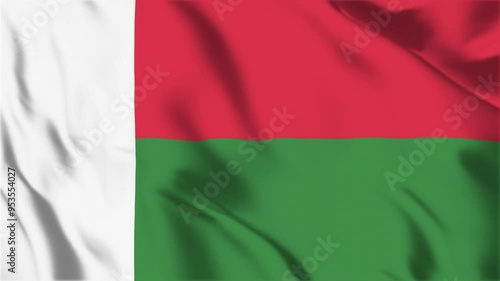 Madagascar flag seamless loop animation. The National flag of Madagascar is 3d waving photo