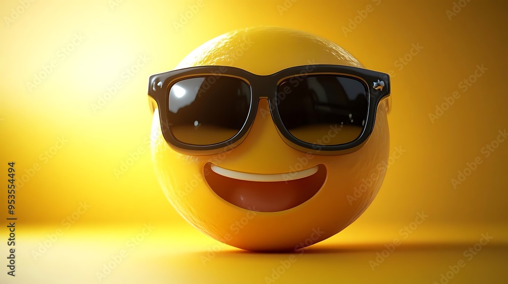 Smiling Orange Emoji With Sunglasses 3D Illustration Smiling Orange Emoji With Sunglasses 3D Illustration