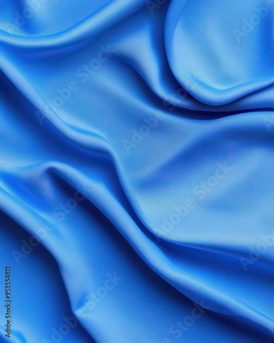 Elegant blue fabric draped in soft folds, creating a luxurious and smooth texture perfect for design and art projects.