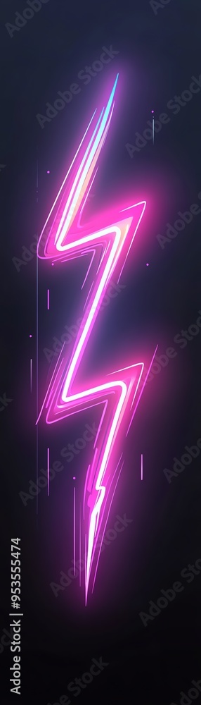 Bright pink neon lightning bolt glowing in the dark, creating a vibrant and electrifying atmosphere. Bright pink neon lightning bolt glowing in the dark, creating a vibrant and electrifying atmosphere.