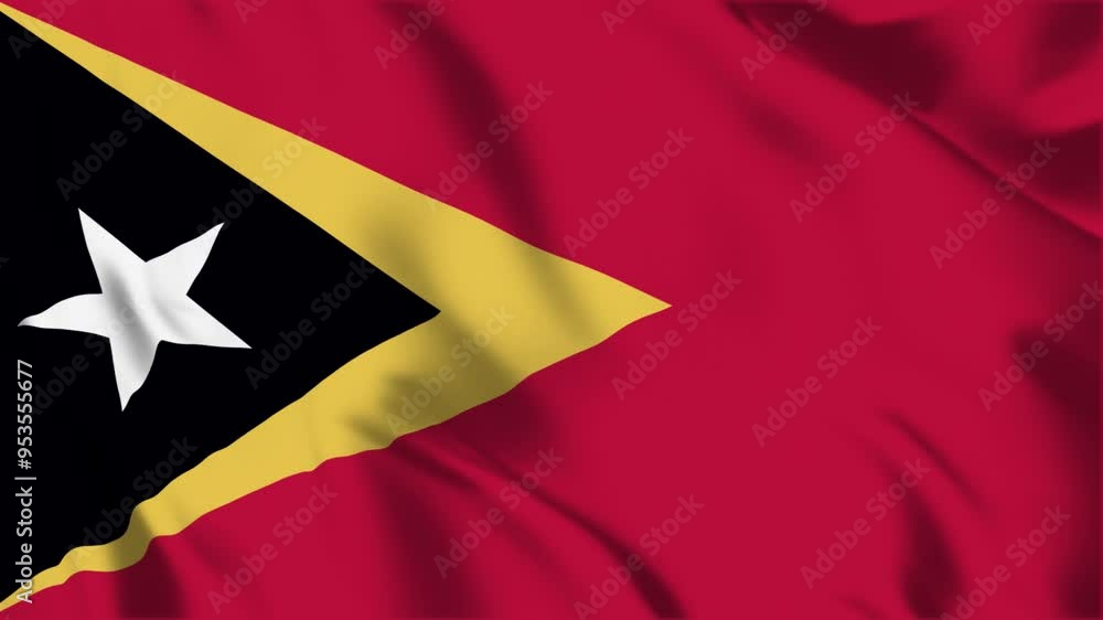 Timor Leste flag seamless loop animation. The National flag of Timor Leste is 3d waving Timor Leste flag seamless loop animation. The National flag of Timor Leste is 3d waving