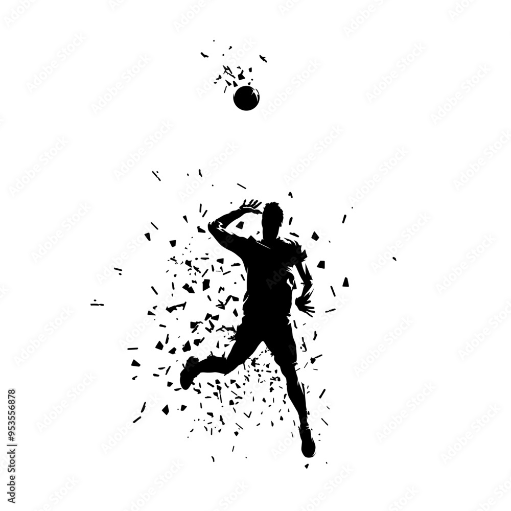 Volleyball player serving ball, isolated vector silhouette. Ink drawing Volleyball player serving ball, isolated vector silhouette. Ink drawing