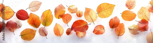 Autumn Leaves on White Background - Photo