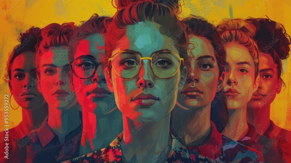 Fototapeta premium Empowered Women: A Portrait Collection Showcasing Strength and Unity