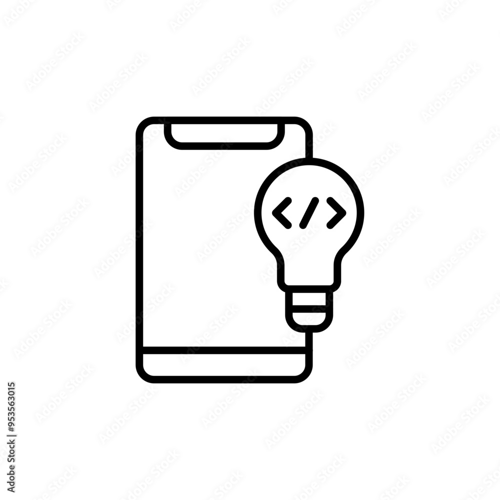 Mobile development outline icons, minimalist vector illustration ,simple transparent graphic element .Isolated on white background