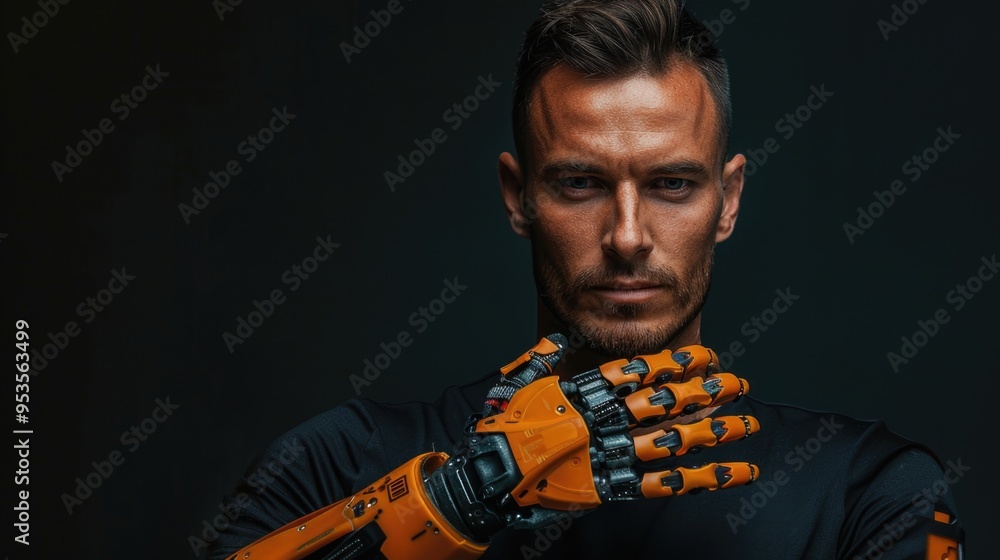 Man with prosthetic hand Man with prosthetic hand