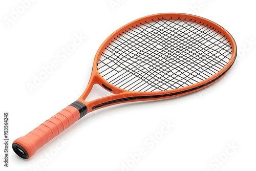 Orange Tennis Racquet Realistic Image