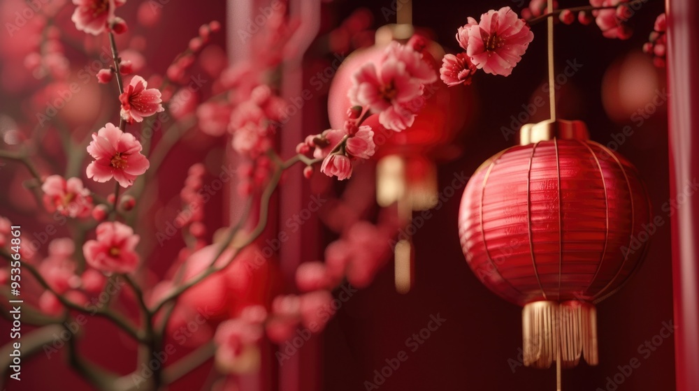Numerous red lanterns are suspended from the branches of a tree, creating a vibrant and festive display against the sky. Numerous red lanterns are suspended from the branches of a tree, creating a vibrant and festive display against the sky.