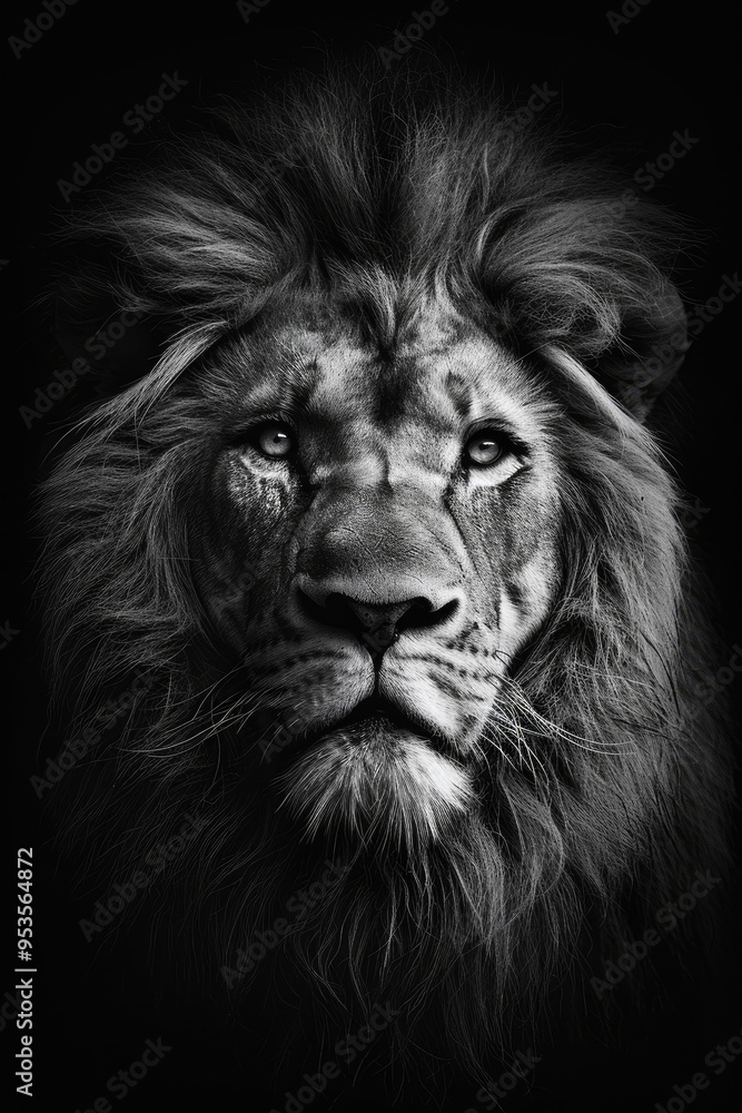 portrait studio photograph of lion black and white portrait studio photograph of lion black and white