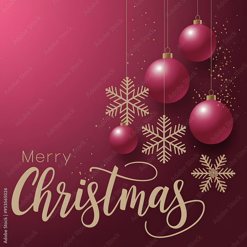 A festive Christmas background with hanging snowflakes glass balls for Social Media post A festive Christmas background with hanging snowflakes glass balls for Social Media post