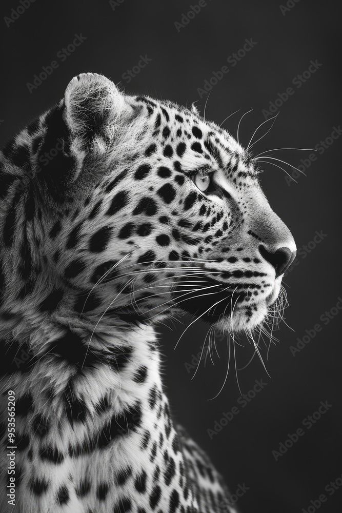 Obraz premium portrait studio photograph of leopard black and white
