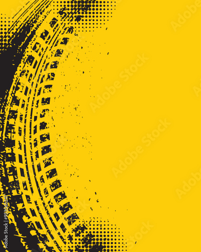 Abstract grunge style tire track background. Vector illustration